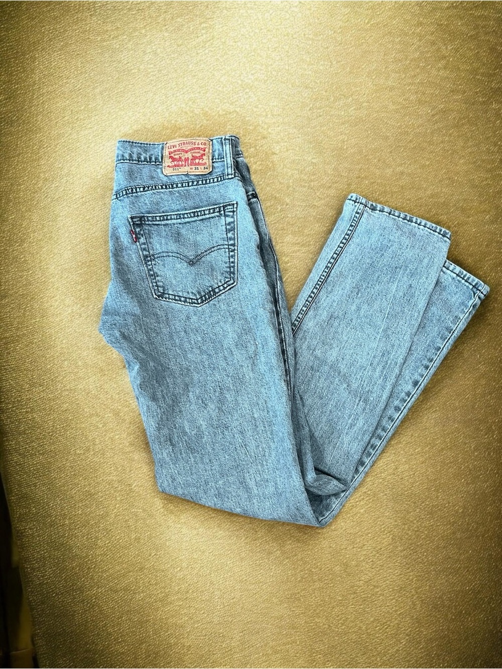 Levi's distressed Light Gray denim stone washed 511 slim fit jeans -31W